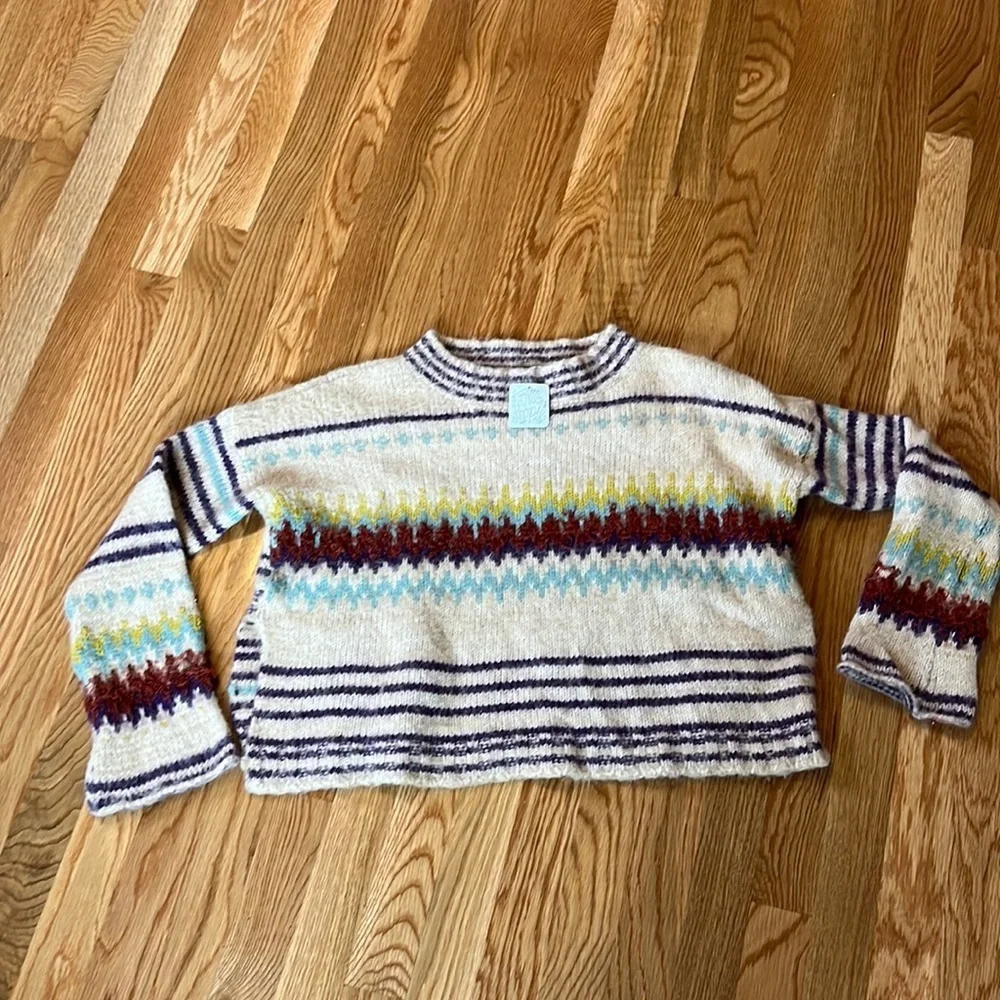 NWT Free People Festive Fairisle Pullover Sweater Size Small